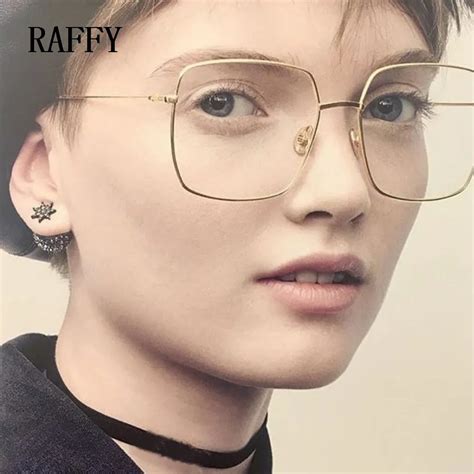 Big Square Eyeglasses Frame Vintage Metal Frame Glasses Women