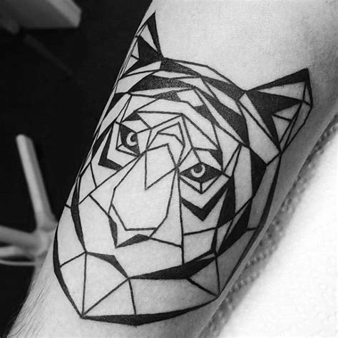 50 Geometric Tiger Tattoo Designs For Men Striped Geometry Ideas