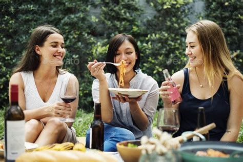 Diverse People Enjoying Food Togethr People Eating Intuitive Eating
