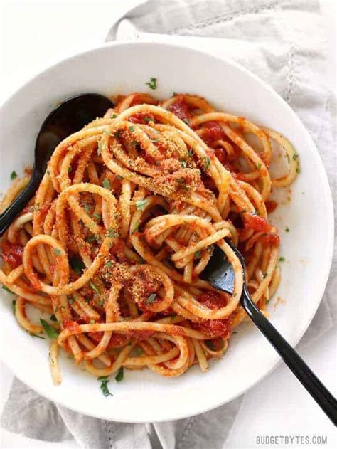 If your spaghetti sauce seems a little runny and you want to thicken it up, there are 3 different this can be cornstarch or flour/water roux. PASTA WITH 5 INGREDIENT BUTTER TOMATO SAUCE | milesfood