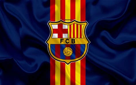 Download Wallpapers FC Barcelona K Catalan Football Club Blue Flag Silk Texture Colors Of