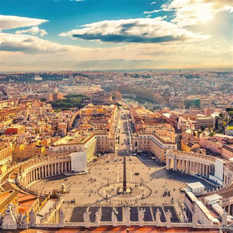 Aerial View Of Saint Peters Square In The Vatican City And The City Of
