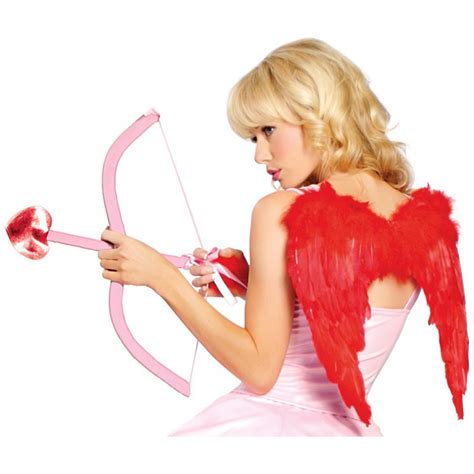 Cupid Kit Red Feather Wings Bow And Arrow Costume Accessory Set