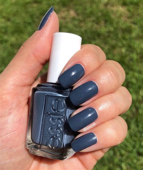 Essie Anchor Down Navy Blue Nails Preppy Blue With Pewter Gray