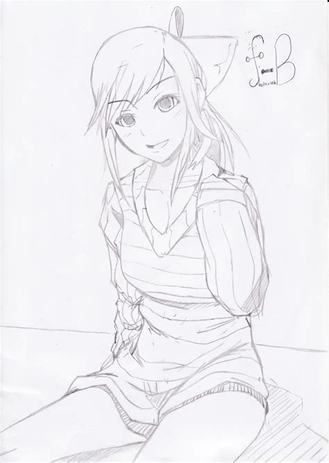 Anime Girl Sitting By Destroyerf On Deviantart