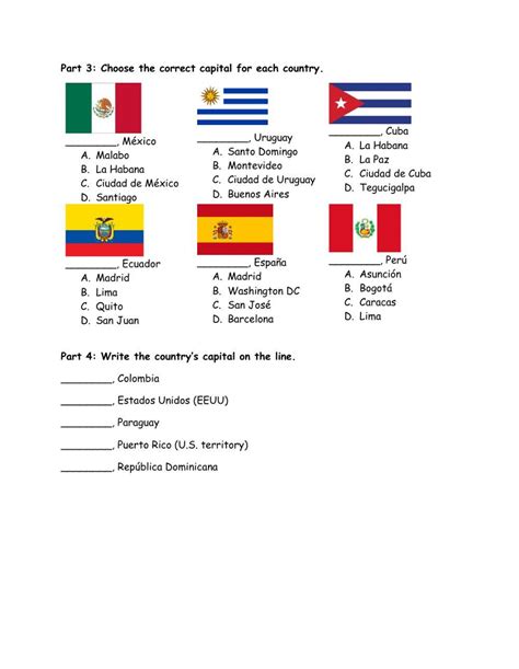 Países Hispanohablantes Y Sus Capitales Worksheet Live Worksheets
