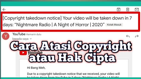 Cara Mengatasi Hak Cipta Claim Copyright Takedown Notice YouTube