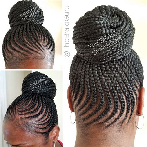 Feed In Cornrows In A Bun Braids By Cornrow