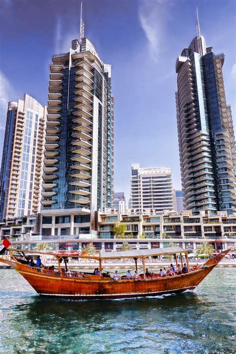 Dubai Marina With Skyscrapers In The Evening Dubai United Arab