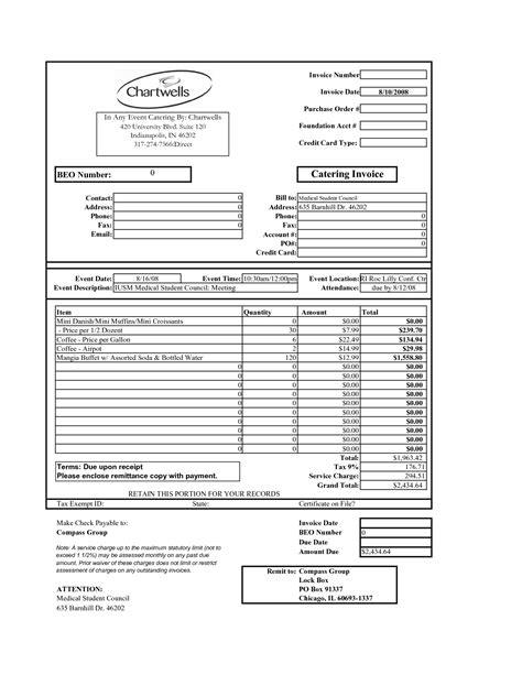 Catering Invoice Template Excel Invoice Template Ideas