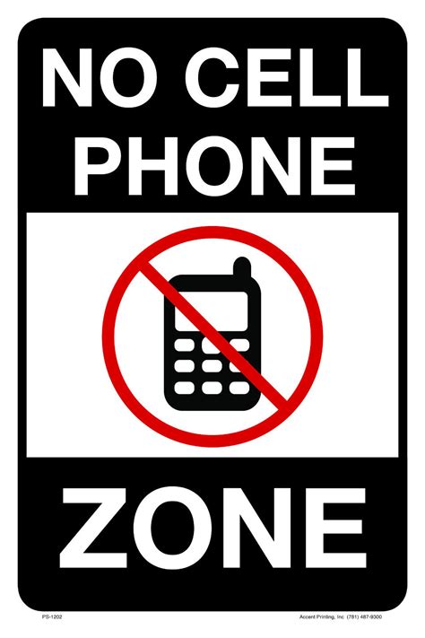 No Cell Phone Zone Parking Sign 12w X 18h Full Color