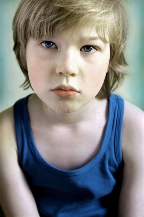 Portrait Of Sad Boy Stock Image Image Of Blue Mood 13007781