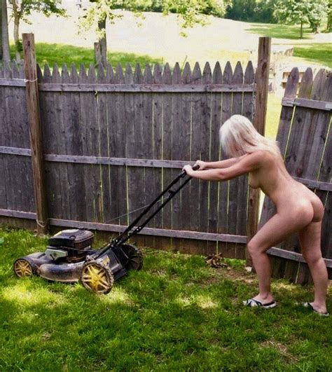 Wife Mowing Nude Niche Top Mature