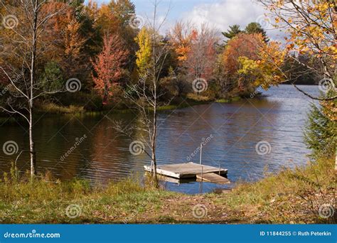 Boat Dock In Lake During Fall Season Stock Image Image Of Colors