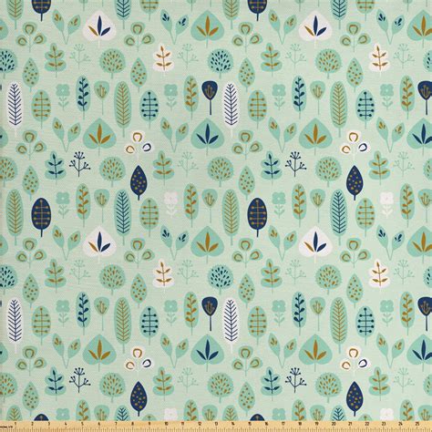 Forest Fabric By The Yard Repetitive Style Botanical Themed Artwork