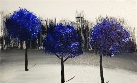 Blue Trees Painting By Suzanne Muir