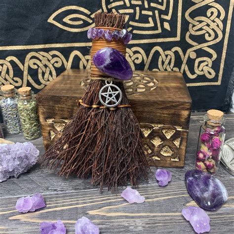 Amethyst Witches Protection Besom Cinnamon Witch Broom Etsy