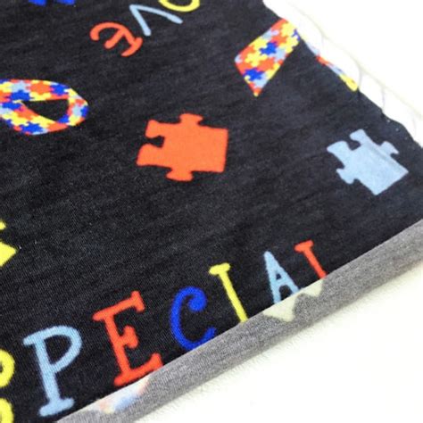 Autism Awareness Knit Fabric Autism Fabric Ribbon Autism Puzzle Piece