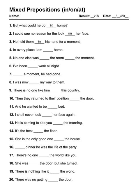Printable Mixed Prepositions Pdf Worksheets With Answers Grammarism