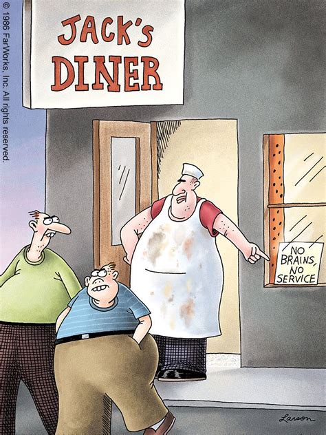 An Image Of A Cartoon About Jacks Diner Being Served By Two Men In