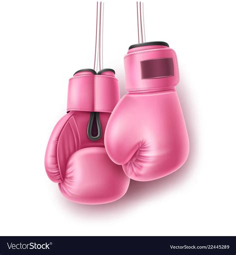 Pink Pair Boxing Glove On Lace Realistic Vector Image