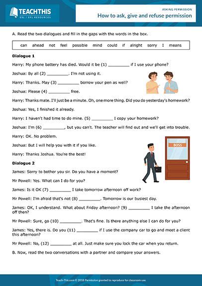 Asking For Permission English Esl Worksheets For Distance Learning 23A