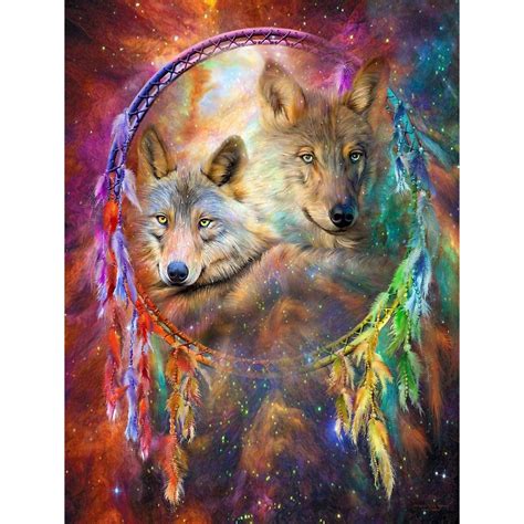 5d Diamond Painting Wolf Dreamcatcher Paint With Diamonds Art Crystal