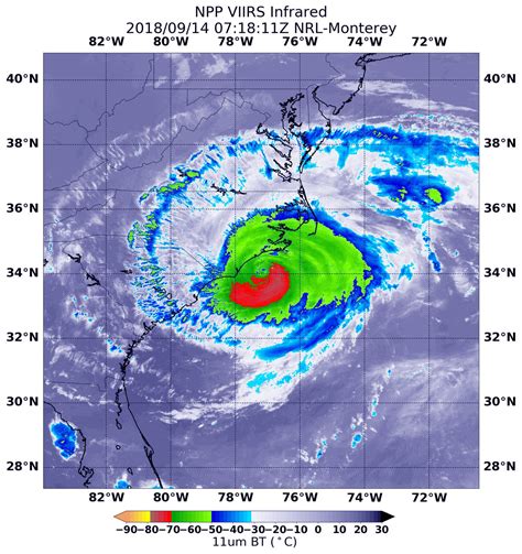 Noaa's national hurricane center predicts and tracks these massive storm systems, which occur, on average, 12 times a year in the atlantic basin. NASA-NOAA satellite sees land-falling Hurricane Florence