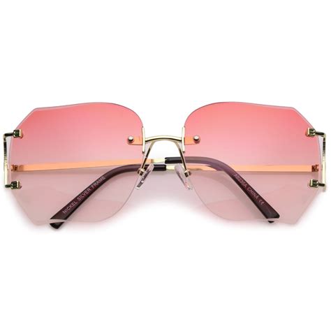Oversize Full Rimless Beveled Gradient Lens Square Sunglasses C434 Gradient Lenses Square