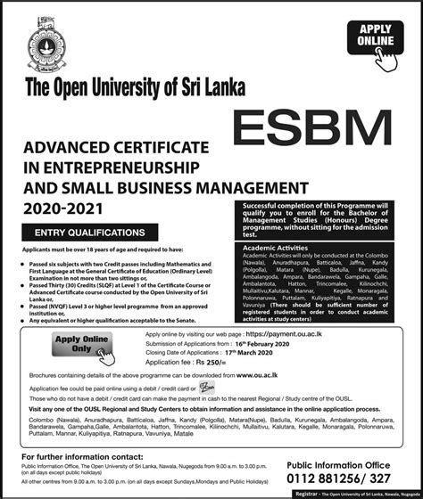 Advanced Certificate In Entrepreneurship And Small Business Management