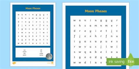 Moon Phases Word Search Independent Writing Moon Phases