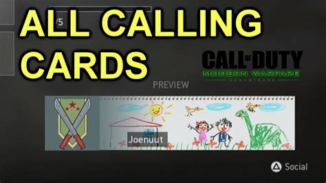 Calling cards can be unlocked in modern warfare that add titles and a new level of player customization. ALL CALLING CARDS! - Modern Warfare Remastered! - YouTube