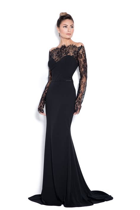 Evening Dress From Crepes And Laceblack Evening Dress Dress With
