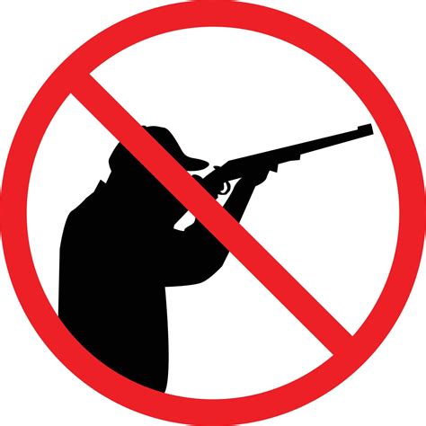 Stop Hunting Sign On White Background No Hunt Forbidden Symbol Flat