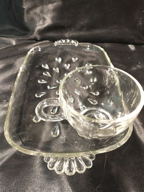 Vtg Hazel Atlas Teardrop Snack Plate And Cup Sets From S Etsy