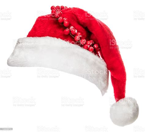 Decorated Santa Hat Isolated On White Stock Photo Download Image Now