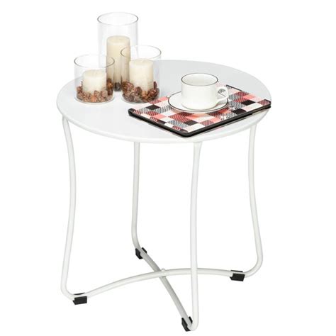 Samyohome Indoor Outdoor Portable Folding Metal Side Table White