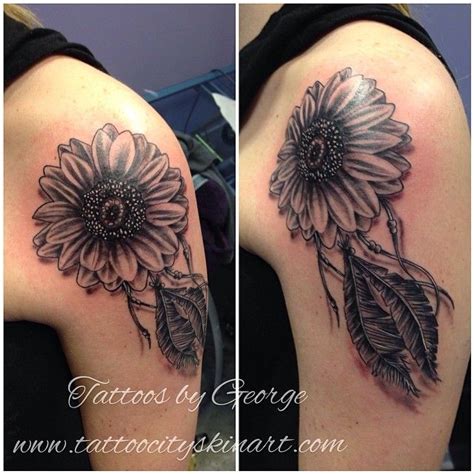 Sunflower Dream Catcher Black And Grey Tattoo By George Zabala Tattoo