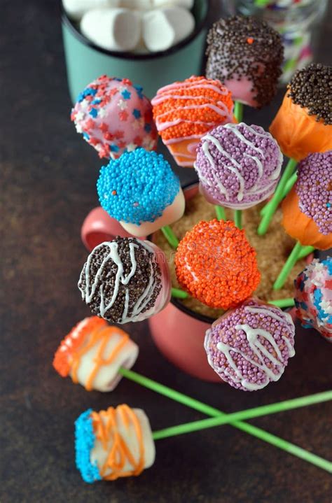 Multicolored Marshmallow Cake Pops Stock Photo Image Of Candy