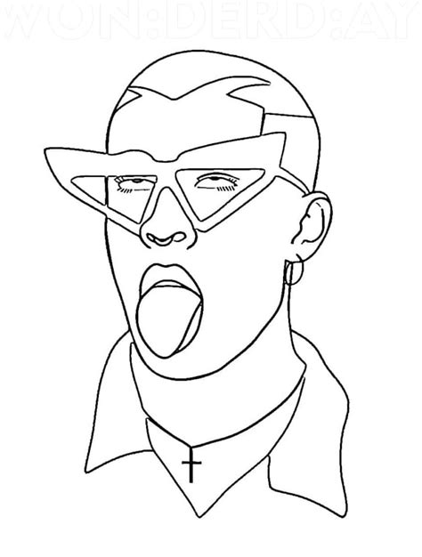Bad Bunny With Glasses Coloring Page Free Printable Coloring Pages
