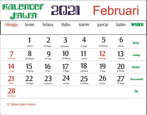 Daftar isi hide kalender jawa yang dapat didownload download kalender jawa 2021 sebagian besar memang memakai kalender nasional dan internasional. Kalender 2021 Indonesia Jawa Lengkap 12 Bulan