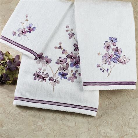 Purple Pergola Towel Set Of Three Floral Bath Towels Purple Towels