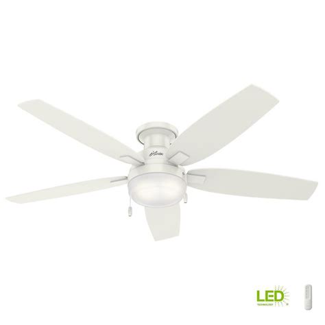 If you're looking for an outdoor ceiling fan with lights that is flush mount or low profile, you've come to the right place! Hunter Duncan 52 in. LED Indoor Fresh White Flush Mount ...