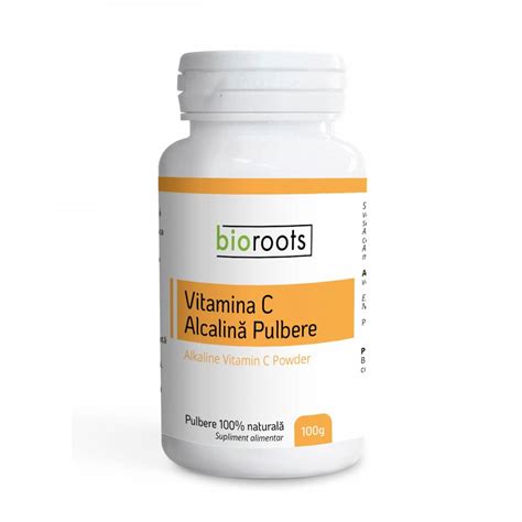 Vitamina C Alcalina Pulbere 100 Naturala 100g Bioroots Farmacie