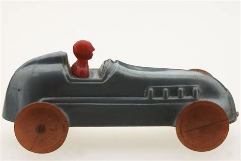 Toy Racing Car Plastic Grey Circa 1950s