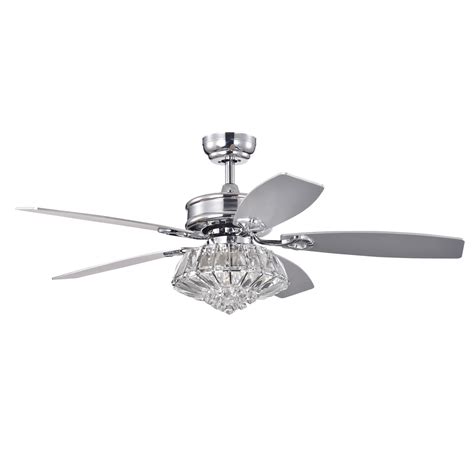 48 In Indoor Chrome Reversible Ceiling Fan With Crystal Light Kit