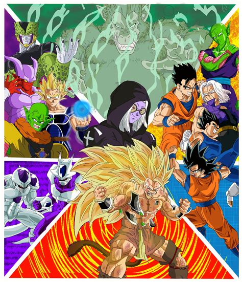 An Image Of Dragon Ball Characters Collaged Together