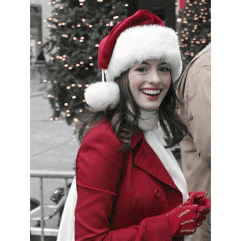 Anne Hathaway Christmas Coat Red Christmas New Year Coat