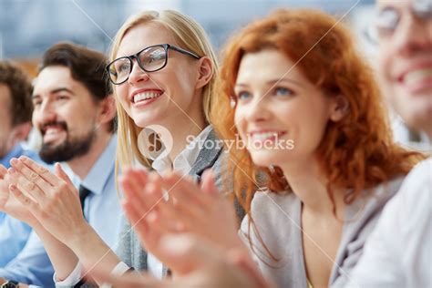 Photo Of Happy Business People Applauding At Conference Royalty Free