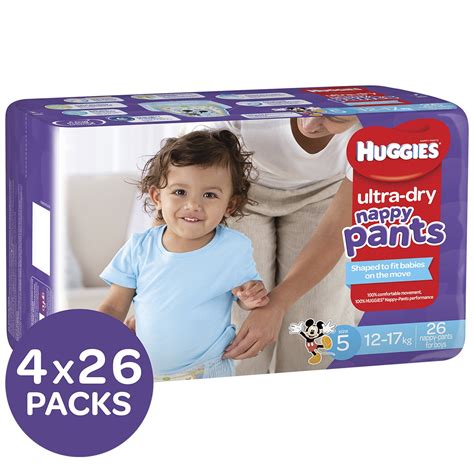 Huggies Ultra Dry Nappy Pants Size 5 12 17 Kg Boys 4 X 26